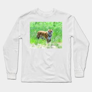 Bengal Tiger in Meadow Long Sleeve T-Shirt